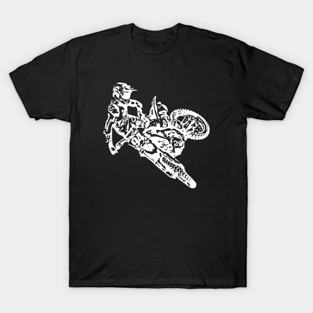 94 Motocross Jump White Sketch Art T-Shirt by DemangDesign